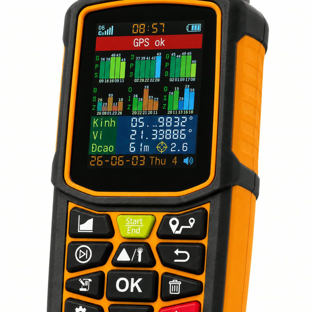 Máy đo đất GPS Z10 Pro hiển thị lộ trình và kết quả đo